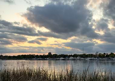 Escanaba Harbor at Sunset