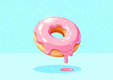 Donut with Pink Dripping Glaze