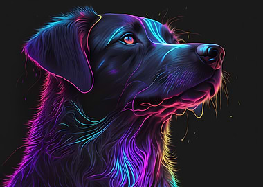 Neon Dog Labrador Retriever Portrait