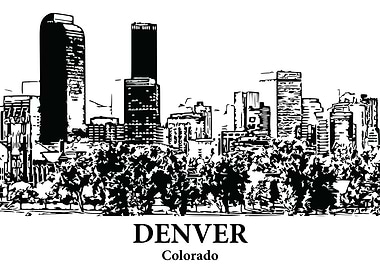 Denver Colorado Skyline Drawing