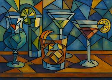 Abstract Cocktail Still Life Painting