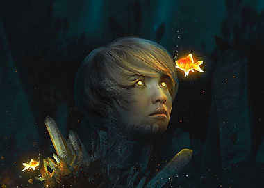 Underwater Portrait with Goldfish