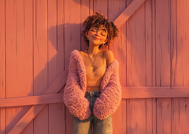 Girl in Pink Cardigan