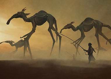 Desert Caravan of Alien Creatures