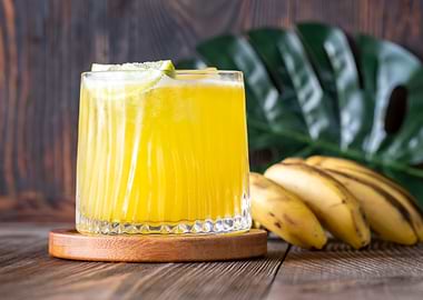Tropical Yellow Bird Cocktail with Bananas