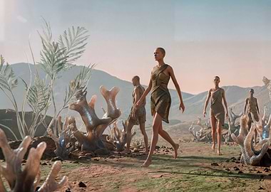 Plant mars Landscape with Humans of the future