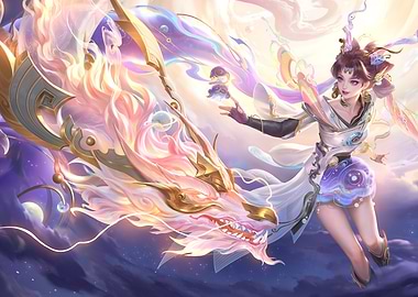 Fantasy Girl with Dragon Digital Art