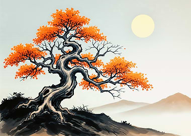 Autumn Tree Landscape Painting