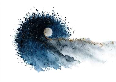 Watercolor Moon and Night Sky