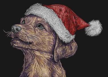 Dog with Santa Hat