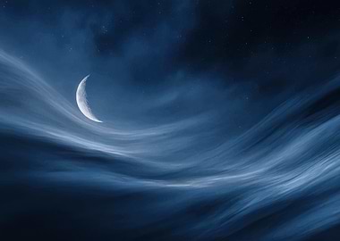 Crescent Moon in a Cloudy Sky