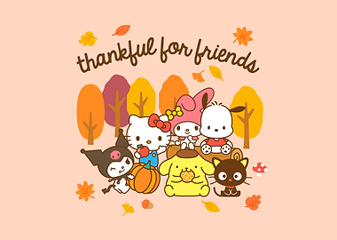 Thankful Friends Fall Cartoon