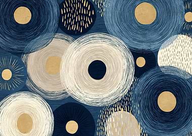 Abstract Circles in Blue and Beige