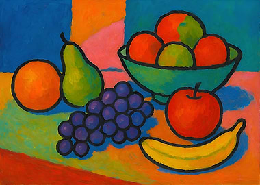 Colorful Still Life Fruit Painting