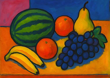 Colorful Still Life with Fruits