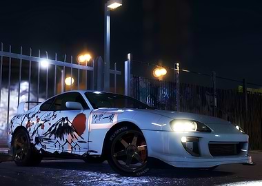 Custom Toyota Supra at Night