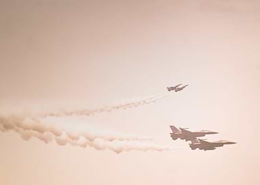 Fighter Jets in Formation with Smoke