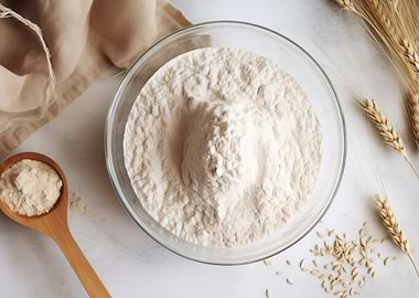 Flour in Bowl Wheat Stalks