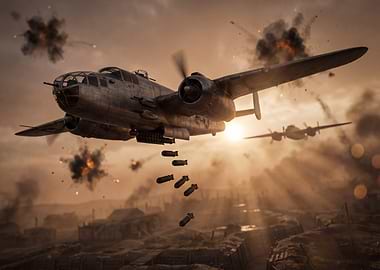 World War II Bomber in Action