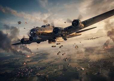 World War II Bomber in Action