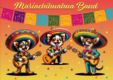 Mariachihuahua Band Chihuahua Dogs Illustration