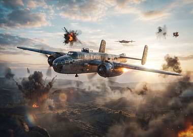 World War II Bomber in Action