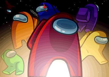 Among Us Characters in Space