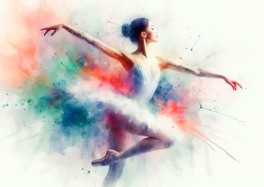 Watercolor Ballerina in Motion