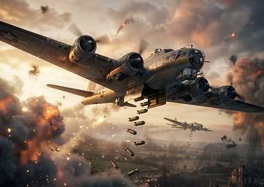 World War II Bomber in Action