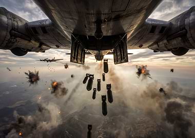 World War II Bomber in Action