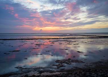 Sunset Reflection in the ocean - Pellworm, Germany