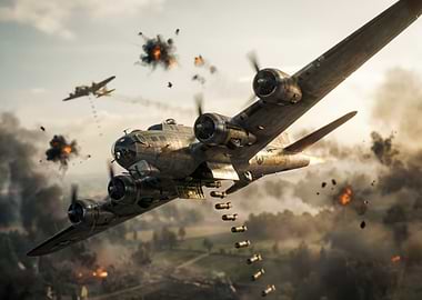 World War II Bomber in Action