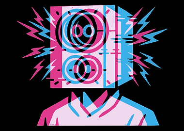 Speaker Head Abstract Poster, Modern Music Art Print, Electric Sound Wall Decor