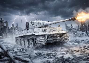 Tiger Tank firing in warzone
