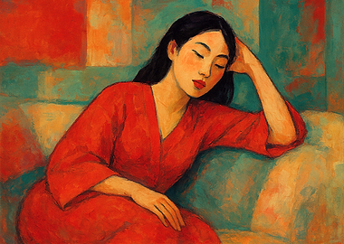 Woman in Red Dress Painting