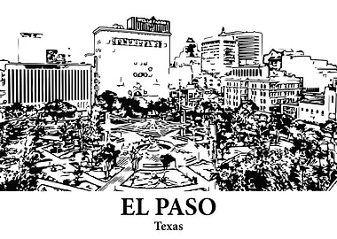 El Paso Texas Skyline Drawing