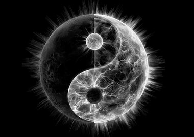 Yin Yang Symbol with Planetary Texture