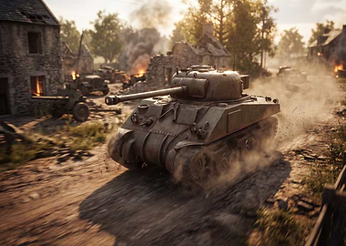 World War II Tank in Action