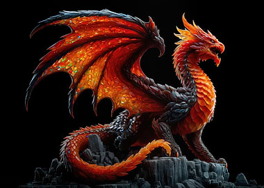 Fire Opal Dragon on Rocky Perch