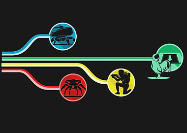 Gaming Icons on Black Background