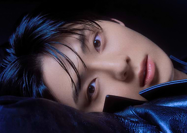 Close-up Portrait with Blue Hair hwang min hyun