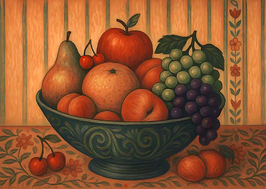 Bowl of Fruit Still Life Painting