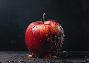 Red Apple with Water Droplets