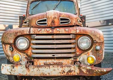 Rusty Vintage Ford Truck Front View