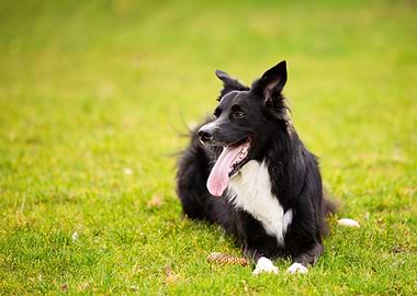 Happy Border Collie on Green Grass
