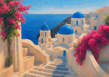 Santorini Greece Painting