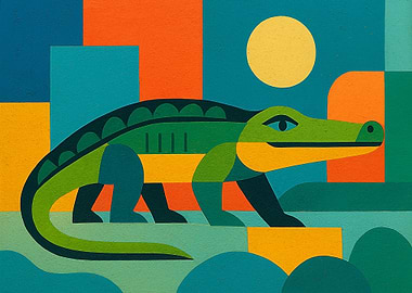 Geometric Crocodile Art