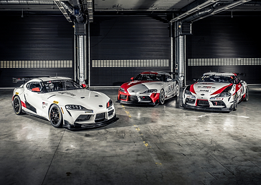 Three Toyota GR Supra Race Cars