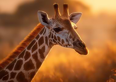 Giraffe Portrait in Golden Light