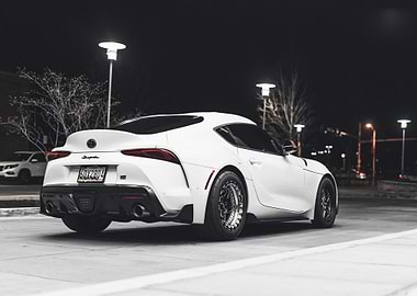 White Toyota Supra at Night